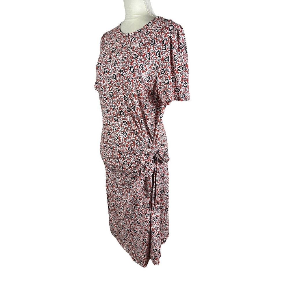 Boden Knot Front Jersey Casual Dress in Tomato Clover Swirl Size US 14 R - Picture 5 of 7